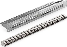 deleyCON Patchpanel für Keystone Module 19", 1HE, inkl. RJ-45 Cat7 Module, 24-Port, 19", 1HE