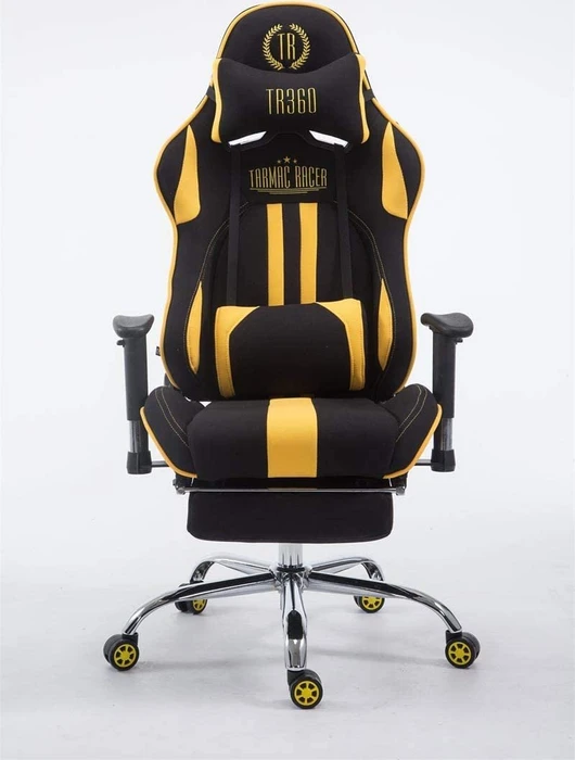 CLP Racing Limit Stoff Gamingstuhl mit Fußstütze, schwarz/gelb