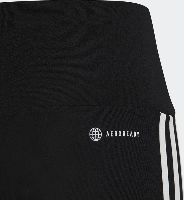 adidas Essentials Aeroready 3-Streifen High-Waisted Hose lang black/white (Junior)