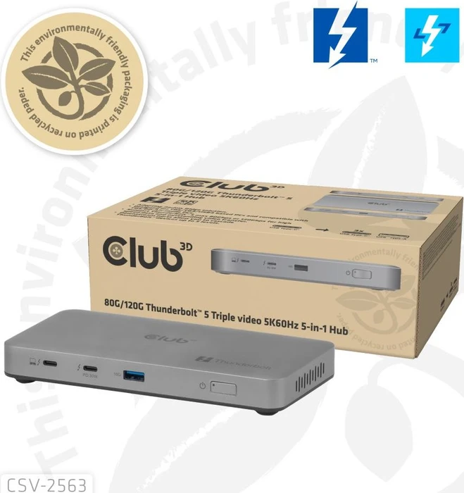 Club 3D 5-in-1 Triple Video Hub, Thunderbolt 5 [Buchse]