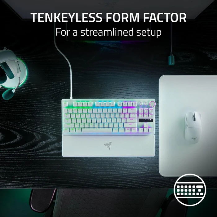 Razer Huntsman V3 Pro Tenkeyless, weiß, LEDs RGB, Razer Analog Optical Switch Gen-2, USB, US