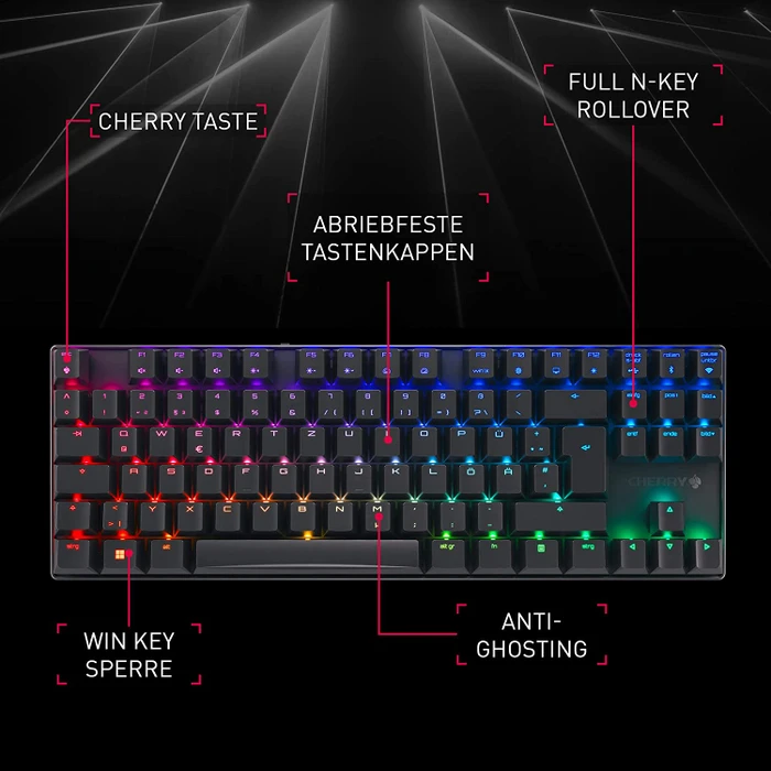 Cherry MX 8.2 TKL Wireless, silber/weiß, MX RGB RED, USB/Bluetooth, DE
