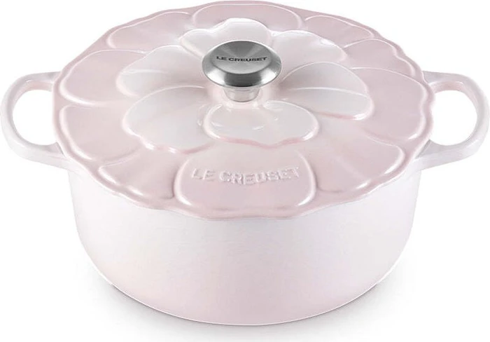 Le Creuset Signature Bräter Blume aus Gusseisen rund 26cm 5.3l shell pink