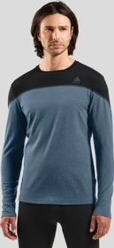 Odlo Revelstoke Performance Wool Warm Baselayer Funktionsshirt langarm black/provincial blue melange (Herren)
