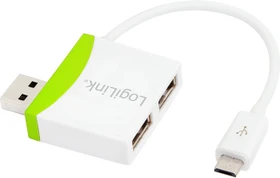LogiLink grün USB-Hub, 2x USB-A 2.0, USB 2.0 Micro-B [Stecker]