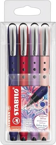 STABILO worker+ colorful Medium NatureCOLORS Wildflower Tintenroller (Mine), 4er-Pack, Etui