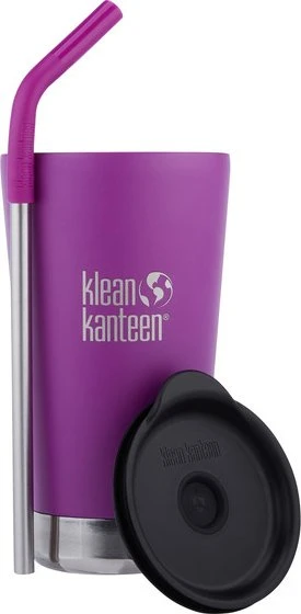Klean Kanteen Tumbler Deckel und Trinkhalm Isolierbecher 473ml berry bright