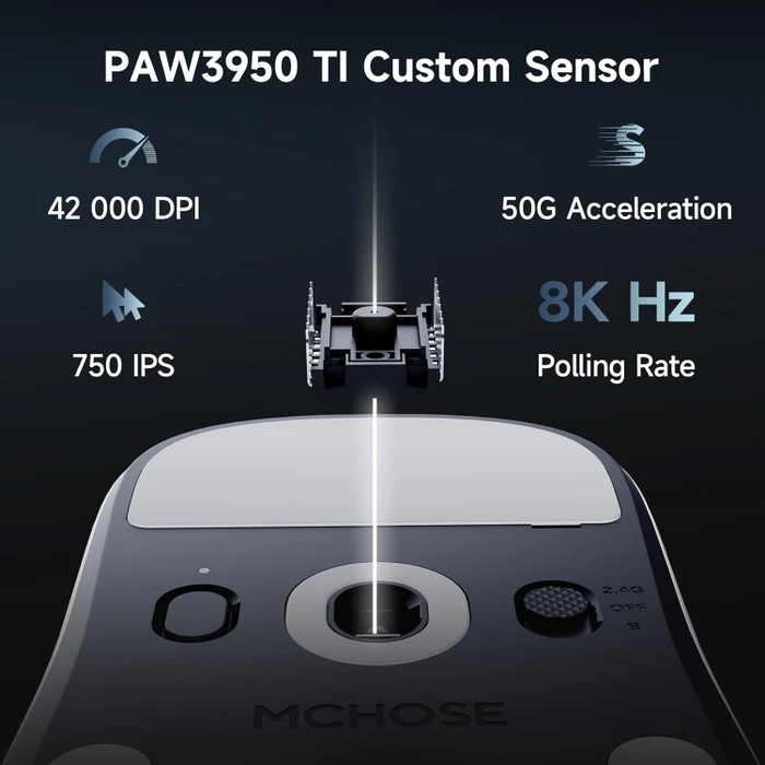 Mchose A7 V2 Ultra 8K Lightweight Wireless Gaming Mouse, schwarz, USB/Bluetooth