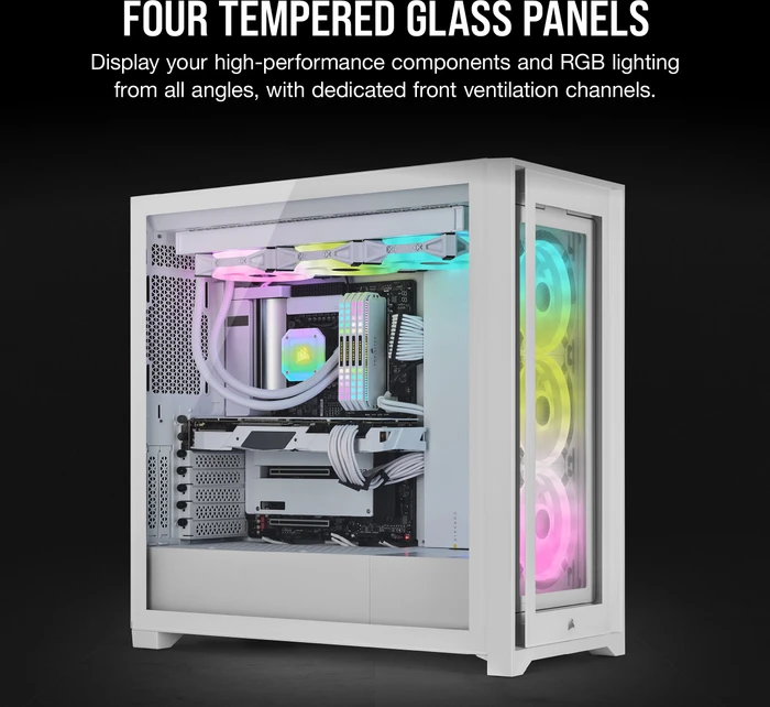 Corsair iCue 5000X RGB QL Edition, weiß, Glasfenster