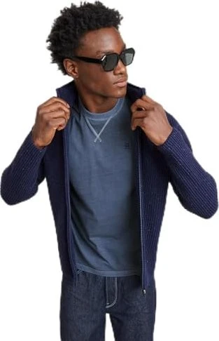 G-Star Double Collar Knitted Sweater Strickjacke imperial blue (Herren)