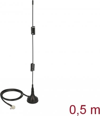 DeLOCK LTE, TS-9 90° gewinkelt mit Standfuß Antenne, 2.1GHz/900MHz, 2-3dBi, omnidirektional