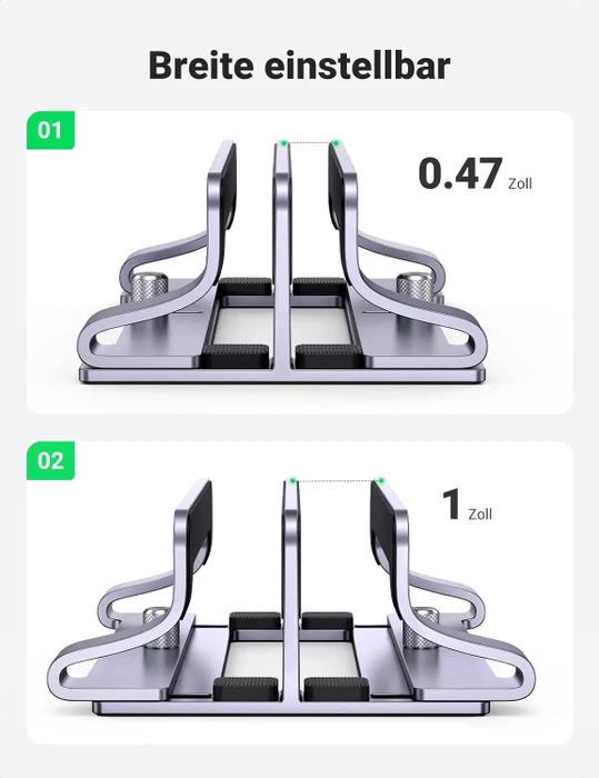 Ugreen Vertikaler Laptopständer, 2 Slot, grau, verstellbar