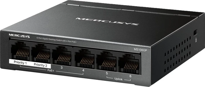 Mercusys Desktop Gigabit Switch, 6x RJ-45, 65W PoE+