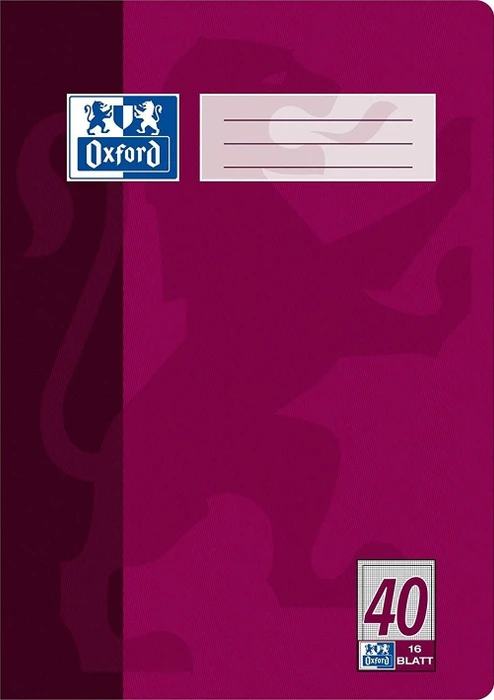 Oxford Schulheft, A4, Lineatur 40, pflaume, 16 Blatt