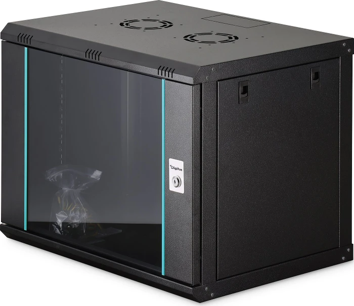 Digitus Dynamic-N Serie 19" Wandgehäuse 9HE, unmontiert, Sicherheitsglastür, IP2X, RAL 9005, 450mm tief