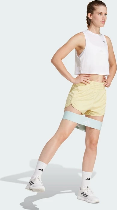 adidas Pacer Essentials Knit High-Rise Shorts powder yellow/white (Damen)