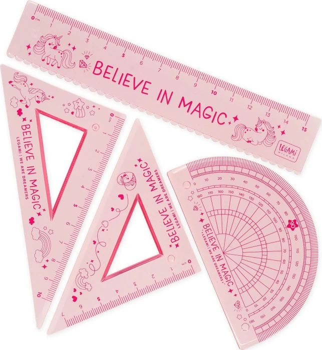 Legami You Rule Geometrie Set Unicorn 15cm, rosa/transparent/Motiv