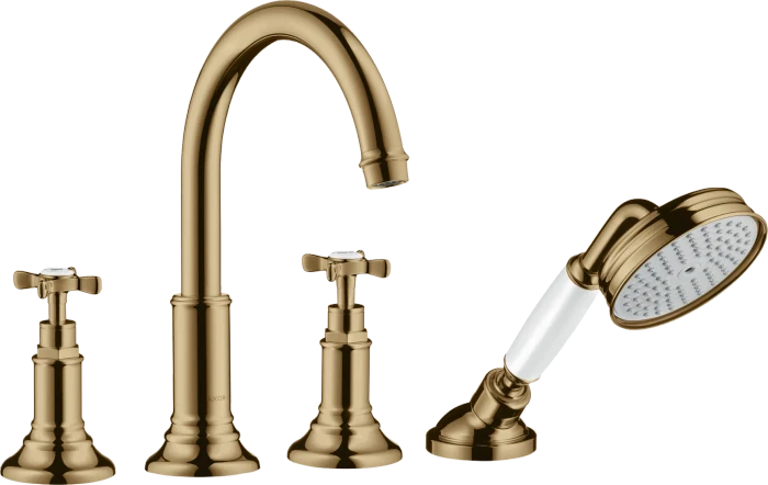 Hansgrohe Axor Montreux 4-Loch Fliesenrandarmatur mit Kreuzgriffen polished bronze