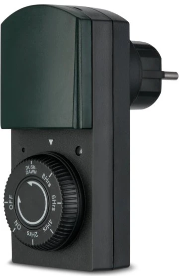 REV Ritter EMT446/MD mechanische Außenzeitschaltuhr mit Dämmerungsautomatik, IP44, schwarz/grün