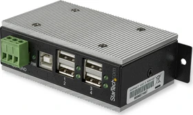 StarTech Industrial Railmount USB-Hub, 4x USB-A 2.0, USB-B 2.0 [Buchse] (HB20A4AME)