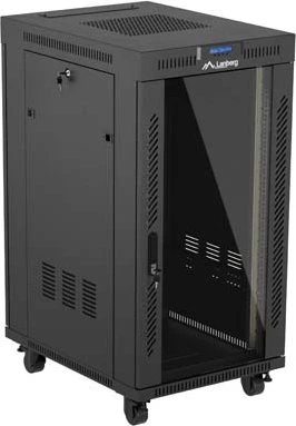 Lanberg 19" Rackschrank 22HE, LCD, freistehend, Flat Pack, V2, Glastür, IP20, RAL 9004, 800mm tief