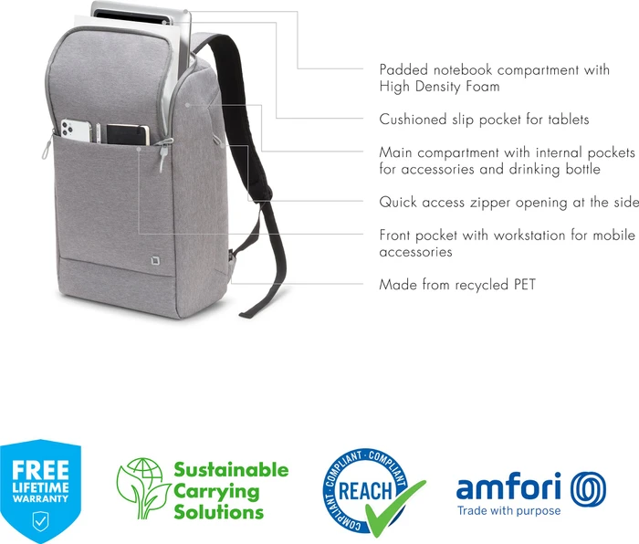 Dicota Laptop Rucksack Eco MOTION 13-15.6", grau