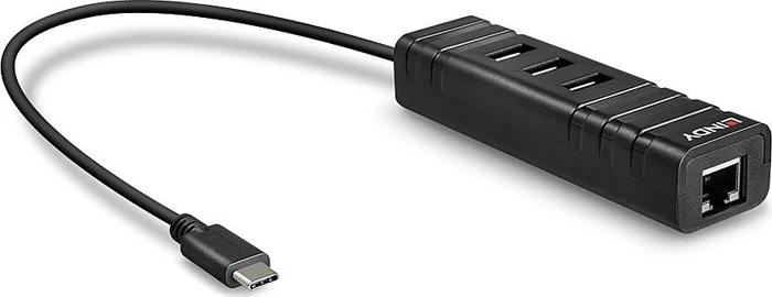 Lindy LAN-Adapter, USB-Hub, RJ-45, USB-C 3.0 [Stecker]