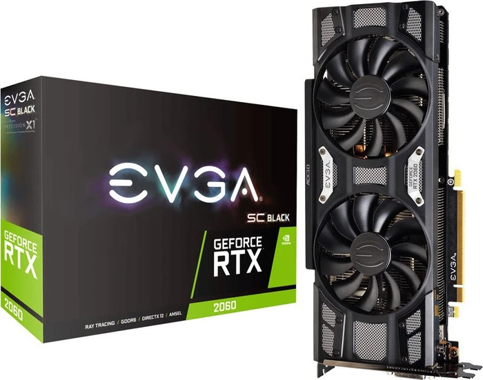 EVGA GeForce RTX 2060 SC Black Gaming, 6GB GDDR6, DVI, HDMI, 2x DP