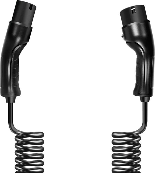 LogiLink E-Auto-Ladekabel, Typ 2, 3-phasig, spiral, 16A mit Tasche, 11kW, 5m Spiralkabel