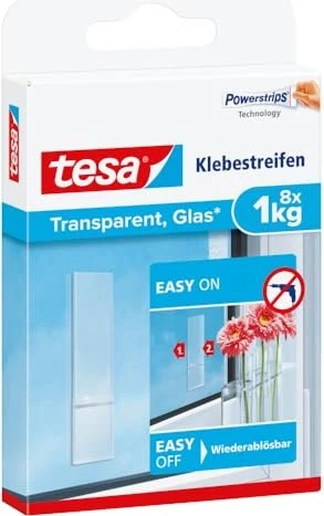 tesa Powerstrips Klebestreifen transparent, 8 Stück