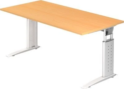 Hammerbacher Ergonomic Plus U-Serie US16/6/W Schreibtisch 160x80cm Buche/weiß