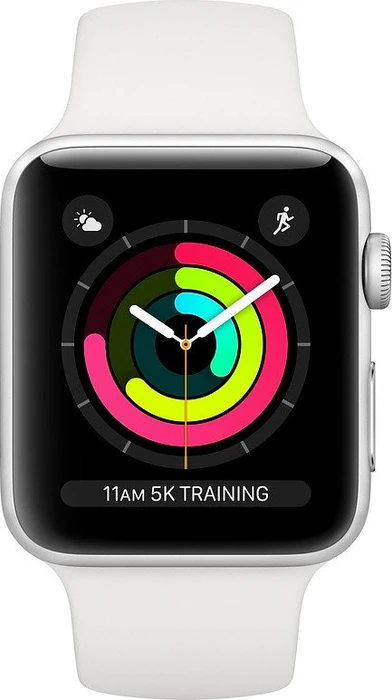 Apple Watch Series 3 (GPS) Aluminium 42mm silber mit Sportarmband weiß