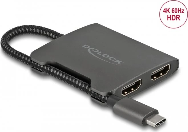 DeLOCK USB-C auf 2x HDMI 4K 60Hz Splitter, USB-C [Stecker]