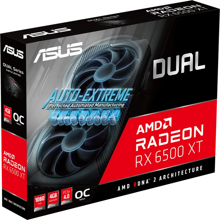 ASUS Radeon RX 6500 XT Dual OC, DUAL-RX6500XT-O4G, 4GB GDDR6, HDMI, DP