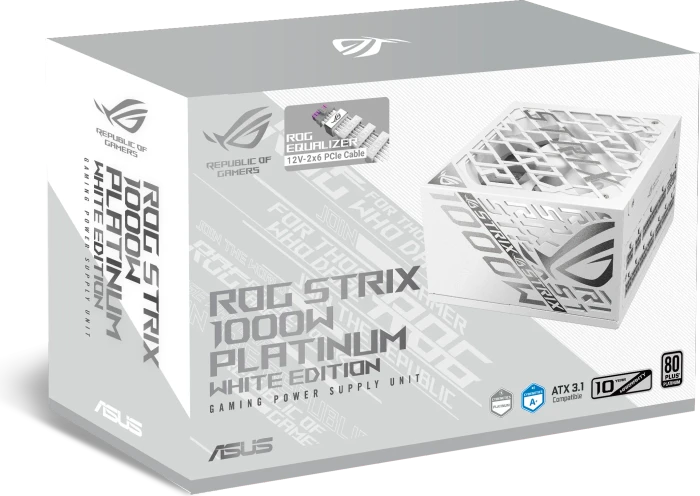 ASUS ROG STRIX 1000P Platinum White Edition (ROG Equalizer), ROG-STRIX-1000P-GAMING-WHITE-E, 1000W, ATX 3.1