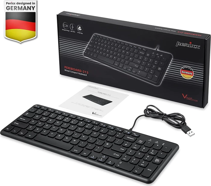 Perixx Periboard-213, schwarz, USB, UK