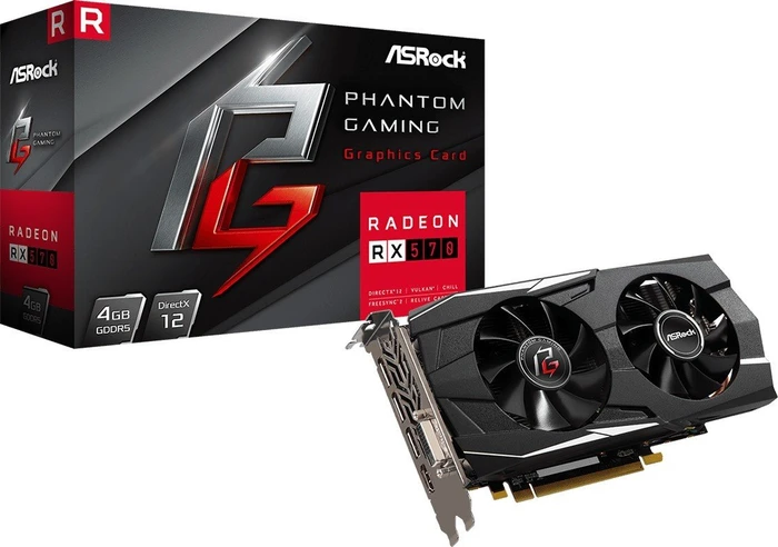 ASRock Radeon RX 570 4G OC, PHANTOM GDR RX570 4G, 4GB GDDR5, DVI, HDMI, 3x DP