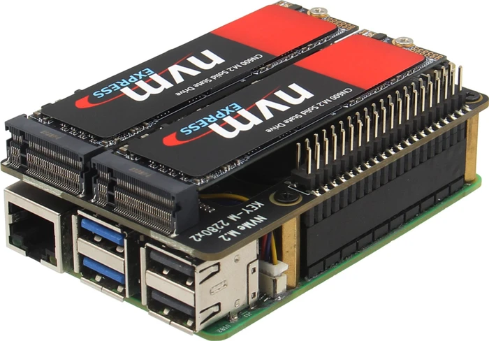 Geekworm X1004 Dual PCIe auf M.2 Key-M NVMe Adapter-Board, M.2 M-Key 2230/2242/2260/2280 NVMe Slot für Raspberry Pi 5