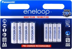 Panasonic eneloop Kombipack 4x Mignon AA NiMH 1900mAh/4x Micro AAA NiMH 750mAh, 8er-Pack