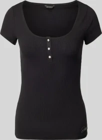 Guess Schmuckknöpfe T-Shirt kurzarm schwarz (Damen)