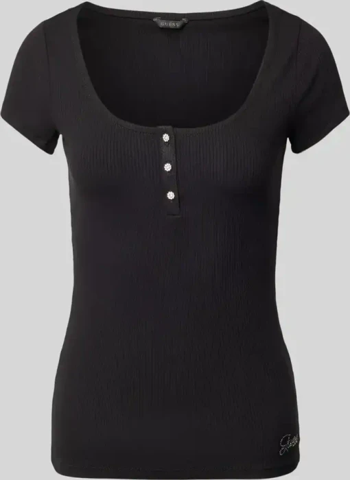 Guess Schmuckknöpfe T-Shirt kurzarm schwarz (Damen)
