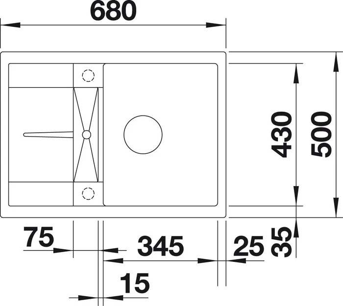 Blanco Metra 45 S Compact Becken reversibel mit Ablauffernbedienung felsgrau