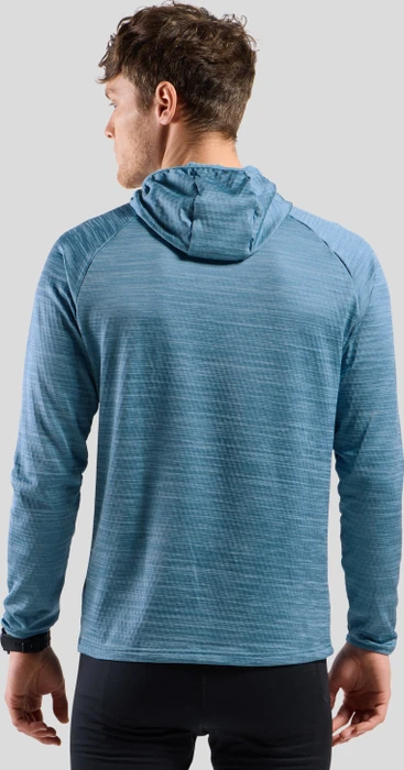 Odlo Run Easy Mid Layer Hoodie Laufshirt langarm provincial blue melange (Herren)