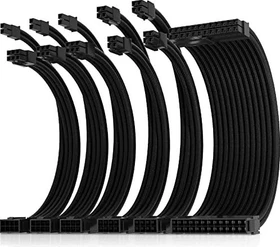 AsiaHorse Cable Extension Kit, 1x 24-Pin, 2x 4/8-Pin ATX, 3x 8-Pin PCIe, 16AWG, schwarz, 30cm, aktualisiert