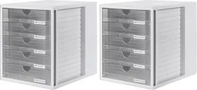 HAN Systembox Schubladenbox, 5 Schubladen, grau/transparent