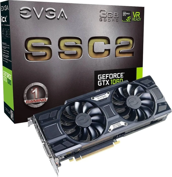 EVGA GeForce GTX 1060 SSC2 Gaming, 3GB GDDR5, DVI, HDMI, 3x DP