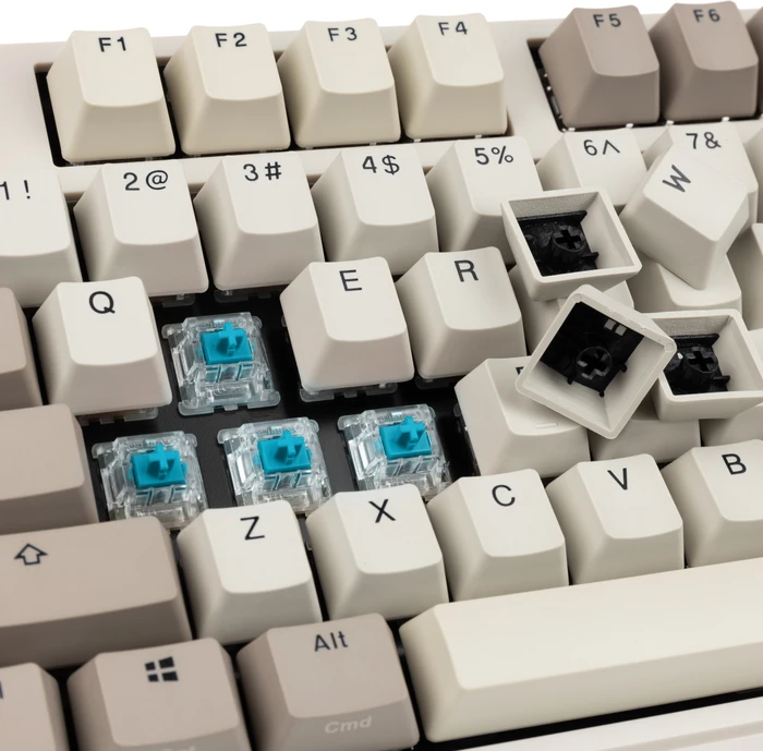 Ducky Origin Vintage, Retro grau, MX BLUE, USB, US