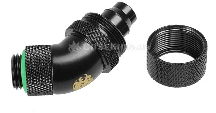 Bitspower 45° Anschluss G1/4" auf 16/10mm drehbar matt schwarz