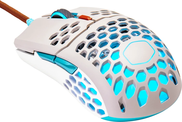 Cooler Master MasterMouse MM711 Retro RGB Gaming Maus grau/hellblau/rot, USB