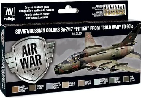 Vallejo Model Air Air War Color Series Soviet/Russian Colors Su-7/17 Fitter from Cold War to 90's Farbset, 8-tlg.
